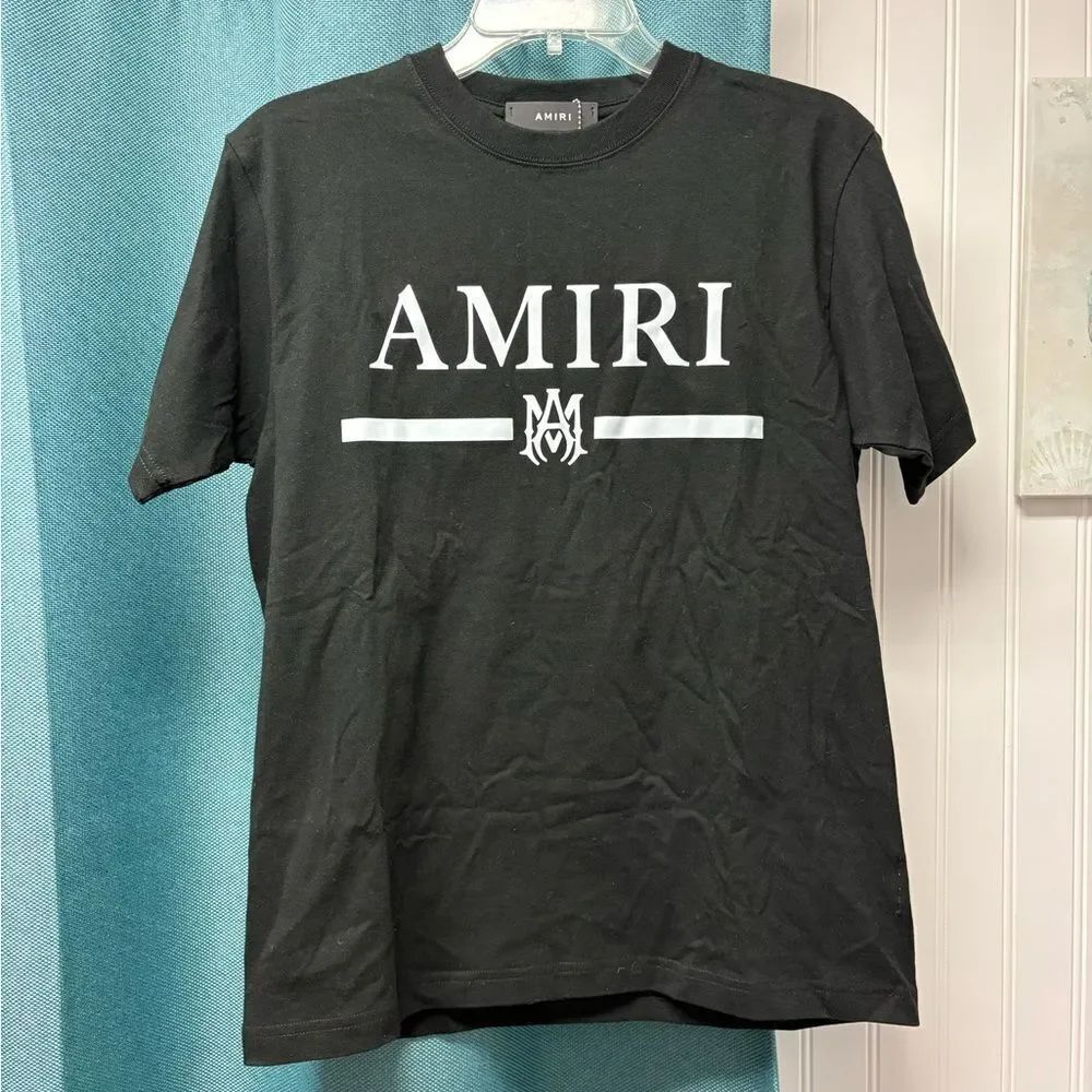NWT AMIRI Black and White Logo Short Sleeve T-Shirt Size Small
